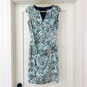 Adrianna Papell Printed Floral Sheath Gathered Wedding Guest Dress 6